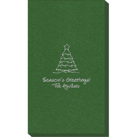 Decorative Christmas Tree Linen Like Guest Towels